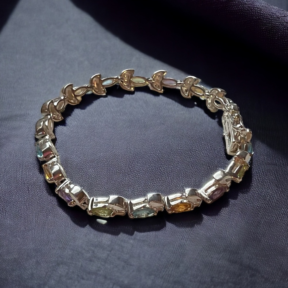 GENUINE Multi Gemstone Bracelet in 7” -7 1/4”length